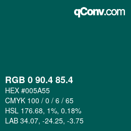 カラーコード: RGB 0 90.4 85.4 | qconv.com