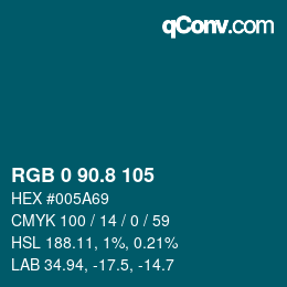 カラーコード: RGB 0 90.8 105 | qconv.com