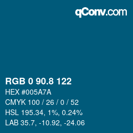 カラーコード: RGB 0 90.8 122 | qconv.com