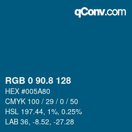 カラーコード: RGB 0 90.8 128 | qconv.com