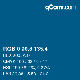 カラーコード: RGB 0 90.8 135.4 | qconv.com