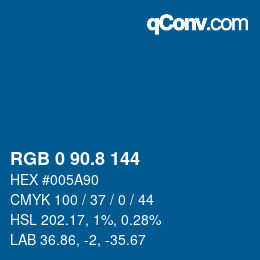 カラーコード: RGB 0 90.8 144 | qconv.com