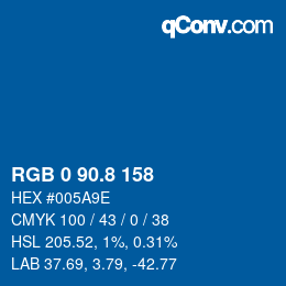 カラーコード: RGB 0 90.8 158 | qconv.com