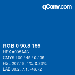 カラーコード: RGB 0 90.8 166 | qconv.com