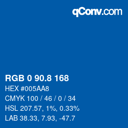 カラーコード: RGB 0 90.8 168 | qconv.com
