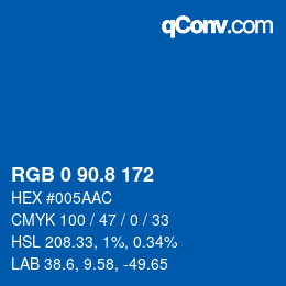 カラーコード: RGB 0 90.8 172 | qconv.com