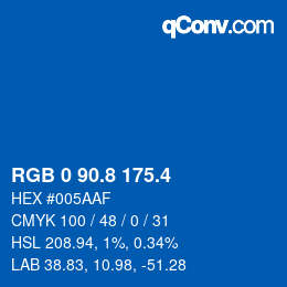 カラーコード: RGB 0 90.8 175.4 | qconv.com