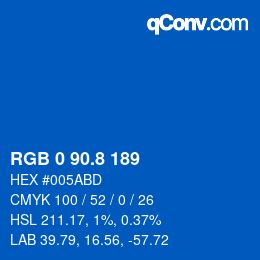 Color code: RGB 0 90.8 189 | qconv.com