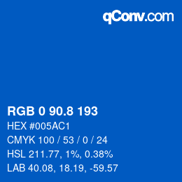 Color code: RGB 0 90.8 193 | qconv.com