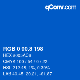 Color code: RGB 0 90.8 198 | qconv.com