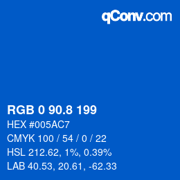Color code: RGB 0 90.8 199 | qconv.com