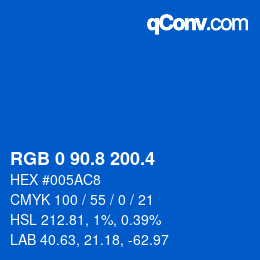カラーコード: RGB 0 90.8 200.4 | qconv.com