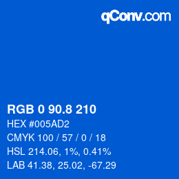 カラーコード: RGB 0 90.8 210 | qconv.com