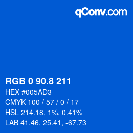 カラーコード: RGB 0 90.8 211 | qconv.com