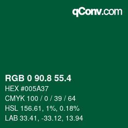 カラーコード: RGB 0 90.8 55.4 | qconv.com