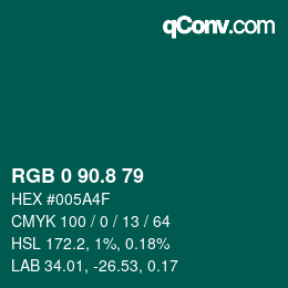 Color code: RGB 0 90.8 79 | qconv.com