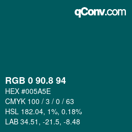 カラーコード: RGB 0 90.8 94 | qconv.com