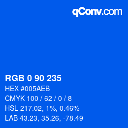 颜色代码: RGB 0 90 235 | qconv.com