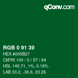 Color code: RGB 0 91 39 | qconv.com