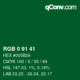Color code: RGB 0 91 41 | qconv.com