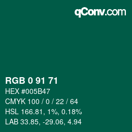 Código de color: RGB 0 91 71 | qconv.com