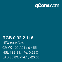 カラーコード: RGB 0 92.2 116 | qconv.com