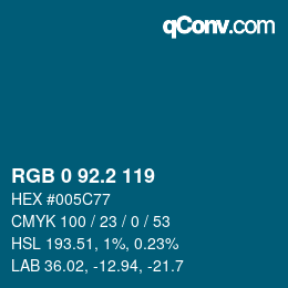 カラーコード: RGB 0 92.2 119 | qconv.com