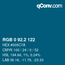 カラーコード: RGB 0 92.2 122 | qconv.com
