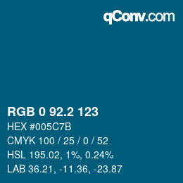 カラーコード: RGB 0 92.2 123 | qconv.com