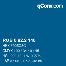 カラーコード: RGB 0 92.2 140 | qconv.com