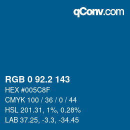 カラーコード: RGB 0 92.2 143 | qconv.com