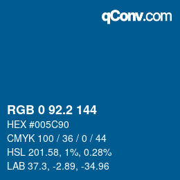 Color code: RGB 0 92.2 144 | qconv.com