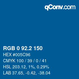 カラーコード: RGB 0 92.2 150 | qconv.com