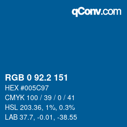 Color code: RGB 0 92.2 151 | qconv.com