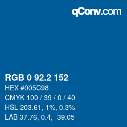 カラーコード: RGB 0 92.2 152 | qconv.com