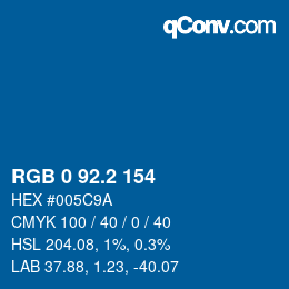 カラーコード: RGB 0 92.2 154 | qconv.com