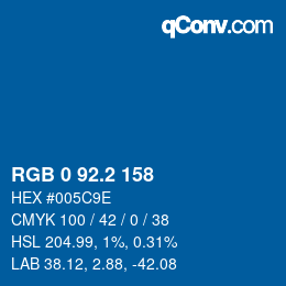 Color code: RGB 0 92.2 158 | qconv.com