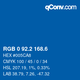 カラーコード: RGB 0 92.2 168.6 | qconv.com