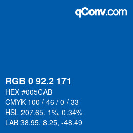 カラーコード: RGB 0 92.2 171 | qconv.com