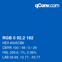 カラーコード: RGB 0 92.2 182 | qconv.com