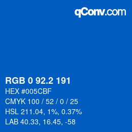 Color code: RGB 0 92.2 191 | qconv.com