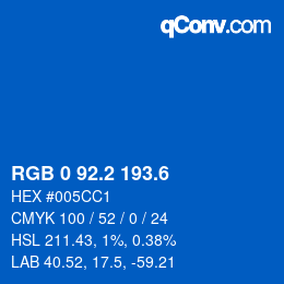 カラーコード: RGB 0 92.2 193.6 | qconv.com