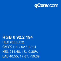 カラーコード: RGB 0 92.2 194 | qconv.com