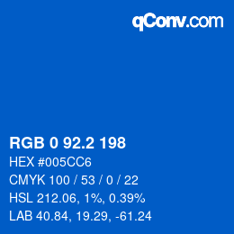 カラーコード: RGB 0 92.2 198 | qconv.com