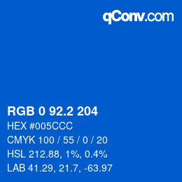 Color code: RGB 0 92.2 204 | qconv.com
