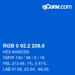 カラーコード: RGB 0 92.2 208.6 | qconv.com