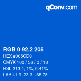 カラーコード: RGB 0 92.2 208 | qconv.com