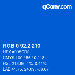 カラーコード: RGB 0 92.2 210 | qconv.com