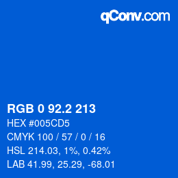 カラーコード: RGB 0 92.2 213 | qconv.com