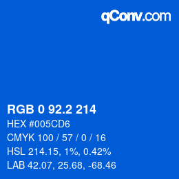 カラーコード: RGB 0 92.2 214 | qconv.com